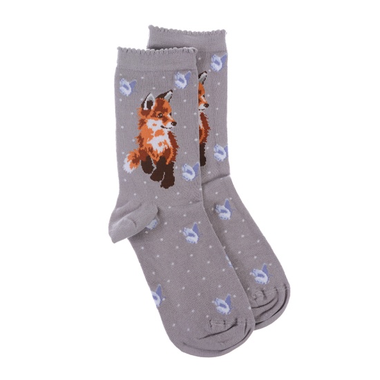 Wrendale 'Born To Be Wild' Fox Socks (Grey)