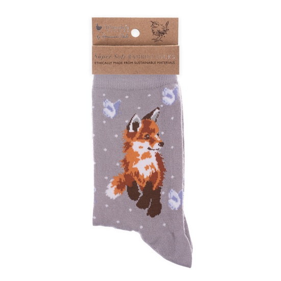 Wrendale 'Born To Be Wild' Fox Socks (Grey)