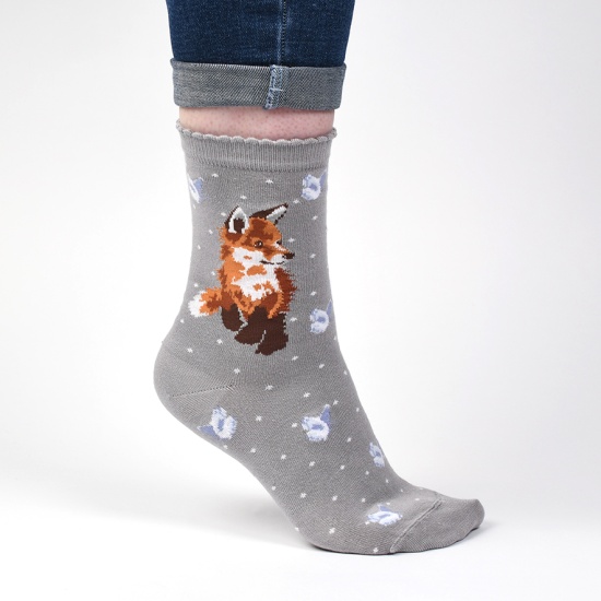 Wrendale 'Born To Be Wild' Fox Socks (Grey)