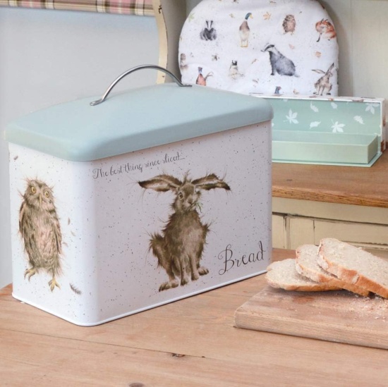 Wrendale 'Hare Brained ' Bread Bin (Green Lid)