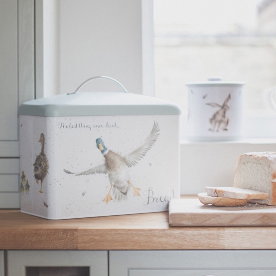 Wrendale 'Hare Brained ' Bread Bin (Green Lid)