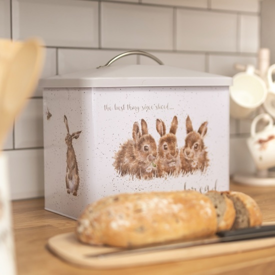 Wrendale Bunnies & Fox Bread Bin (Grey Lid)