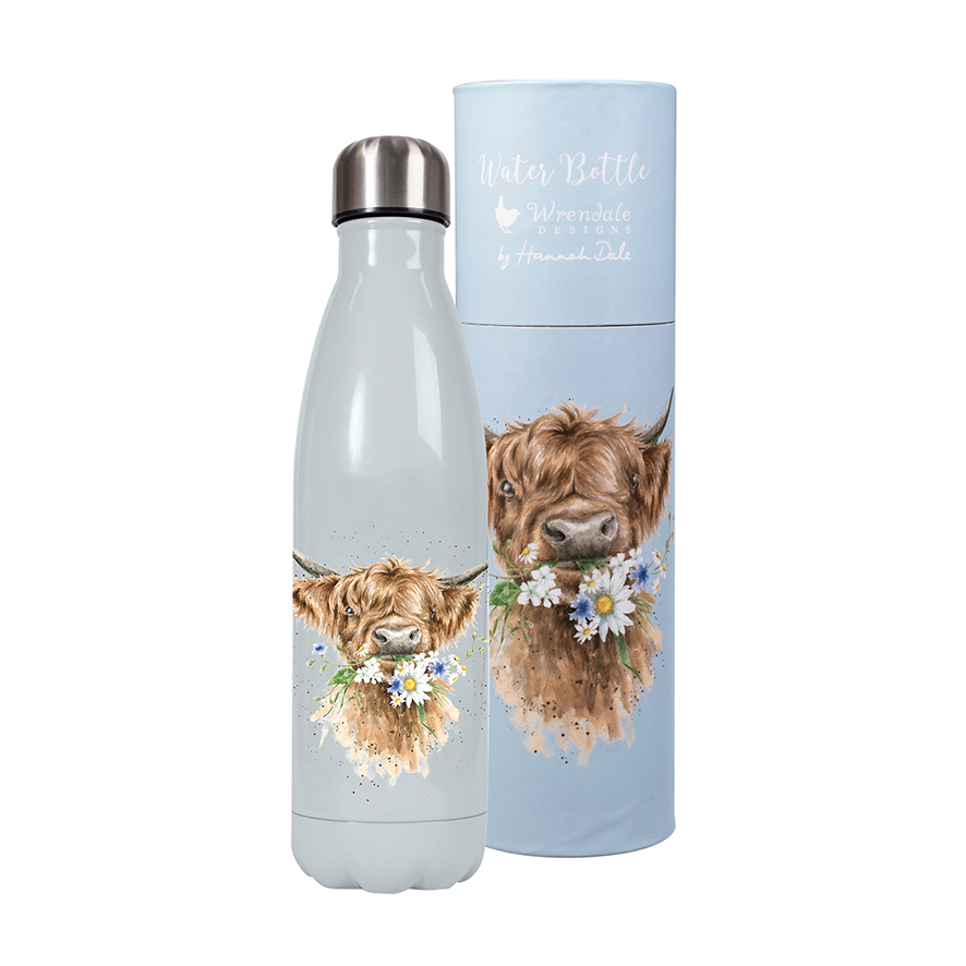 Wrendale 'Daisy Coo' Highland Cow Water Bottle 500ml